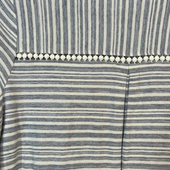 J. JILL Size Small Cotton Blue White Striped Bell Sleeve Top Boatneck Pullover - Picture 8 of 8